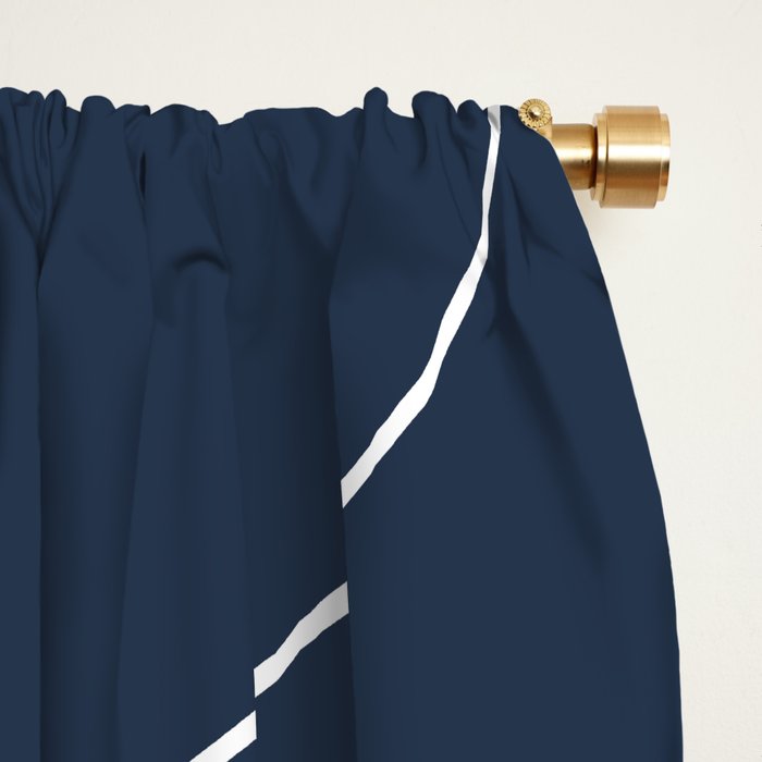 Abstract Organic Shapes Navy Blue and Yellow Window Curtain Gallery Image 2