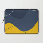 Abstract Organic Shapes Navy Blue and Yellow Laptop Sleeve Gallery Image 1