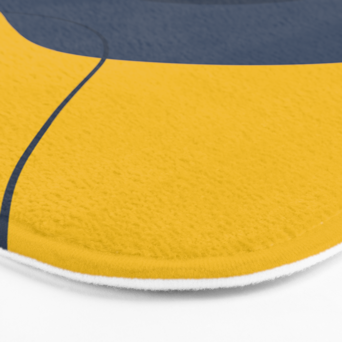 Abstract Organic Shapes Navy Blue and Yellow Bath Mat Gallery Image 3