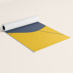 Abstract Organic Shapes Navy Blue and Yellow Yoga Mat Gallery Image 2