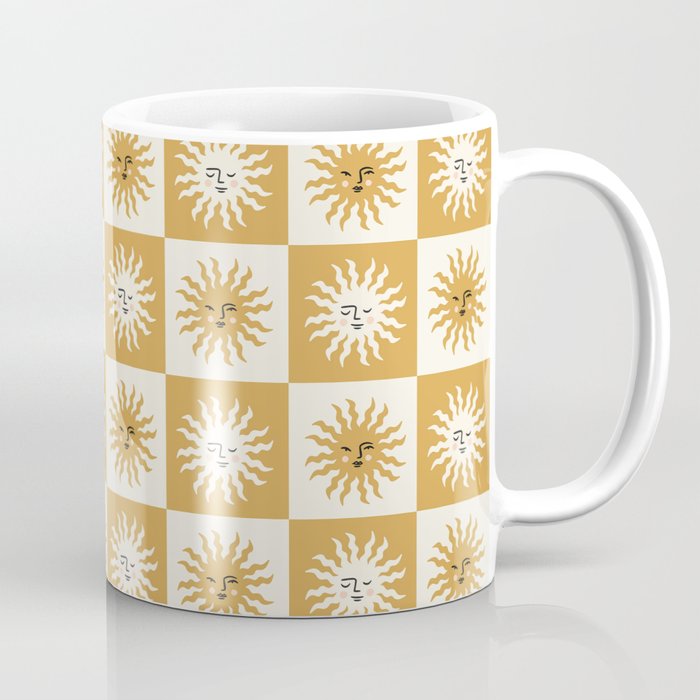 Vintage Checkered Sunshine Coffee Mug Gallery Image 1