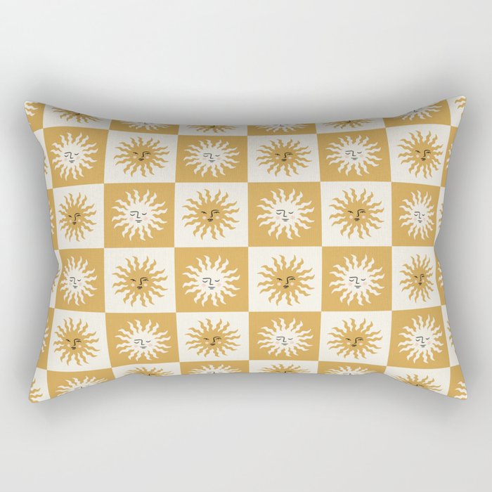 Vintage Checkered Sunshine Rectangular Pillow Gallery Image 1