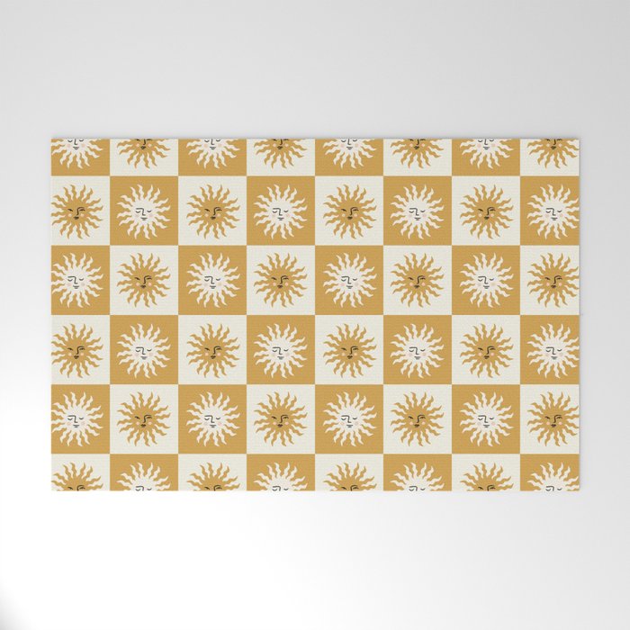 Vintage Checkered Sunshine Welcome Mat Gallery Image 1