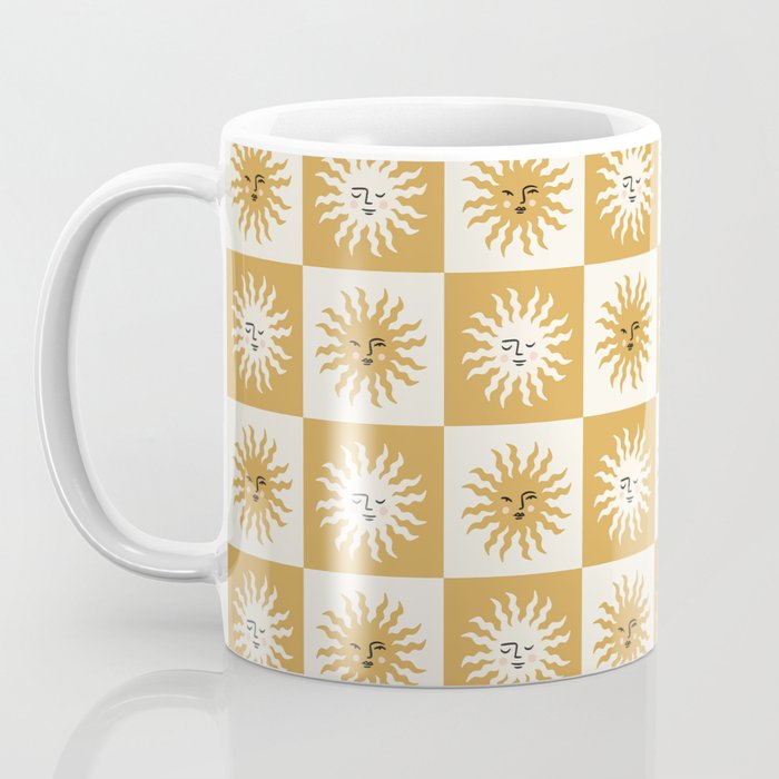 Vintage Checkered Sunshine Coffee Mug Gallery Image 3