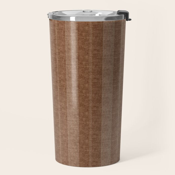 ivy stripes - warm brown Travel Mug Gallery Image 2
