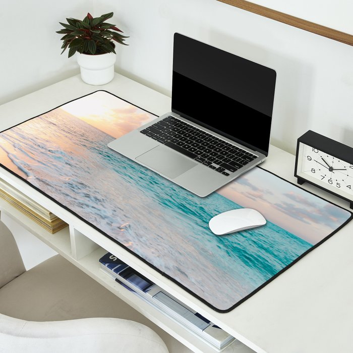 Beautiful tropical turquoise sandy beach photo Desk Mat Gallery Image 2