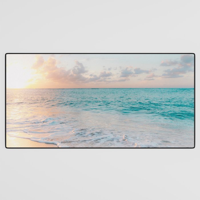 Beautiful tropical turquoise sandy beach photo Desk Mat Gallery Image 3