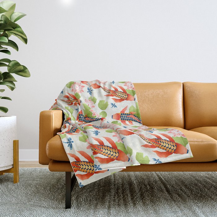 Koi Pond I Throw Blanket Gallery Image 1