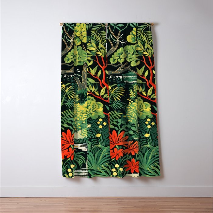 Midnight Tropical  Forest Window Curtain Gallery Image 3