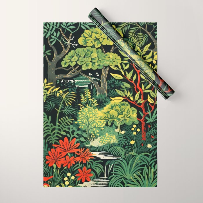 Midnight Tropical  Forest Wrapping Paper Gallery Image 1