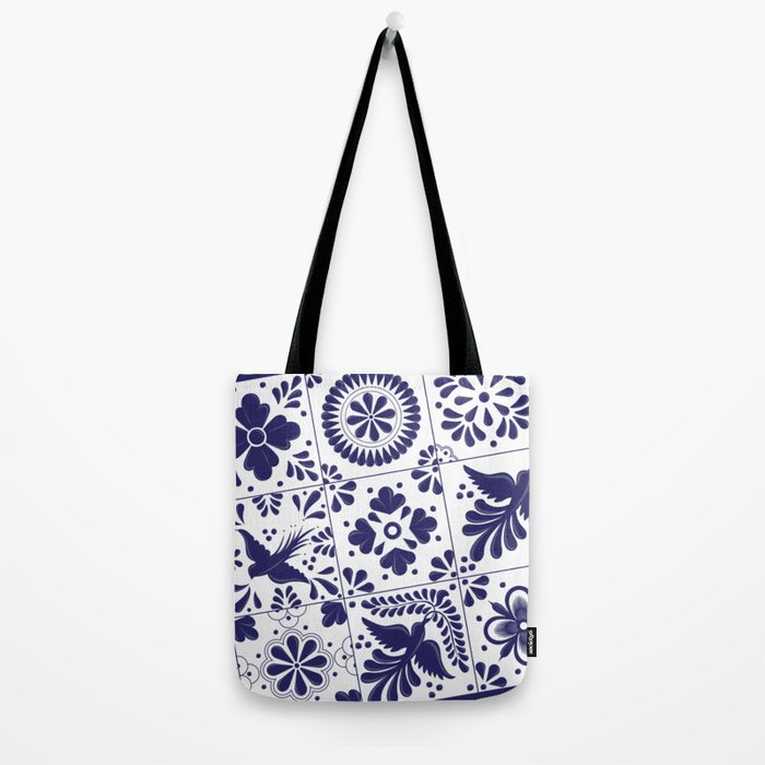 Mexican Talavera Blue Tiles Pattern by Akbaly Tote Bag Gallery Image 2