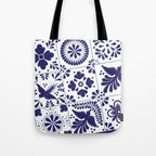 Mexican Talavera Blue Tiles Pattern by Akbaly Tote Bag Gallery Image 1