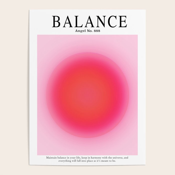 Gradient Angel Numbers: Angel Number 888 - Balance (Pink Palette) Poster