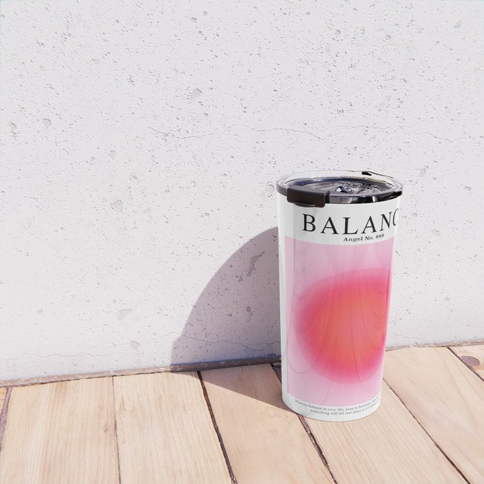 Gradient Angel Numbers: Angel Number 888 - Balance (Pink Palette) Travel Mug Gallery Image 4