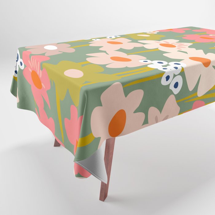 Retro flower pattern 3 Tablecloth Gallery Image 1