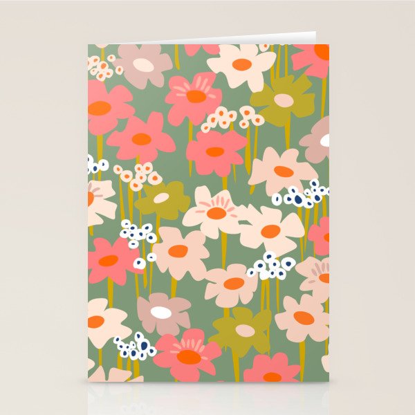 Retro flower pattern 3 Stationery Card Gallery Image 2