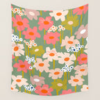 Retro flower pattern 3 Wall Tapestry Gallery Image 4