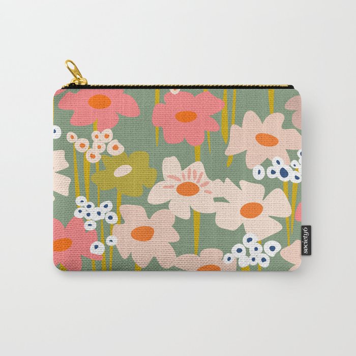 Retro flower pattern 3 Carry All Pouch Gallery Image 1