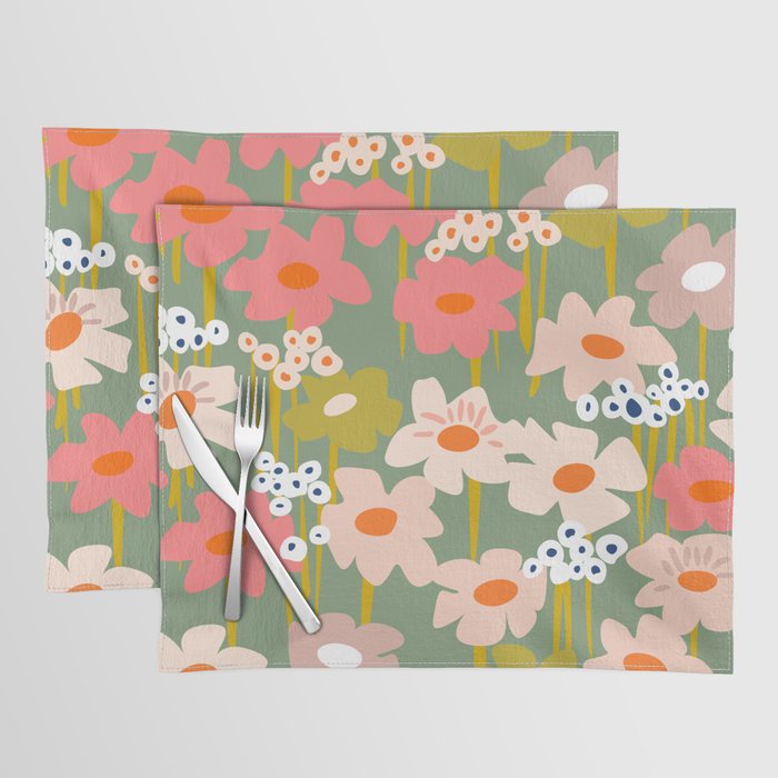 Retro flower pattern 3 Placemat Gallery Image 1