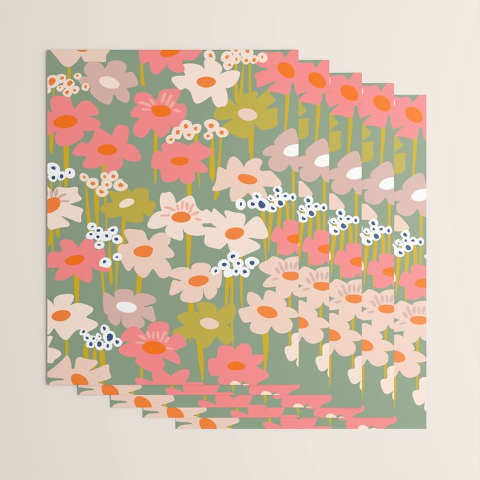 Retro flower pattern 3 Wrapping Paper Gallery Image 3