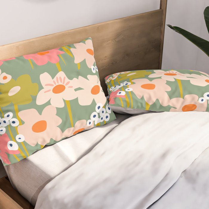Retro flower pattern 3 Pillow Sham Gallery Image 2