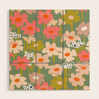 Retro flower pattern 3 Wood Wall Art Gallery Image 1