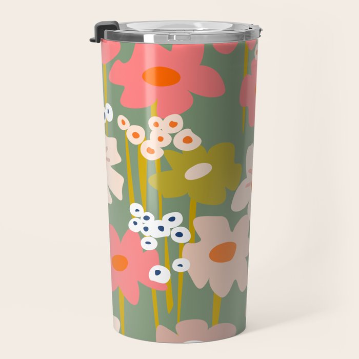 Retro flower pattern 3 Travel Mug Gallery Image 3