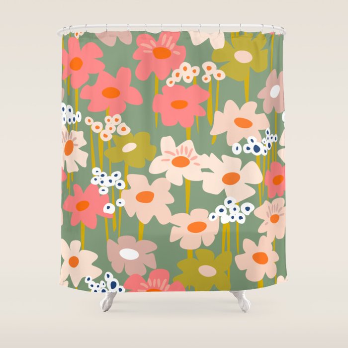 Retro flower pattern 3 Shower Curtain Gallery Image 1