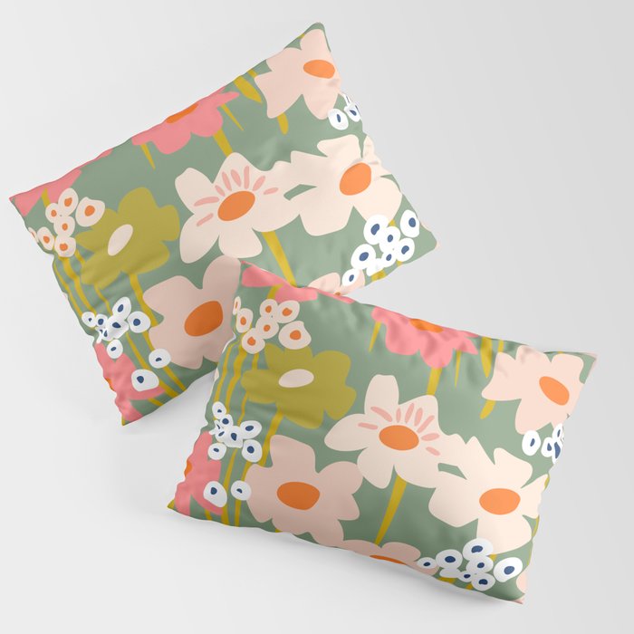 Retro flower pattern 3 Pillow Sham Gallery Image 1