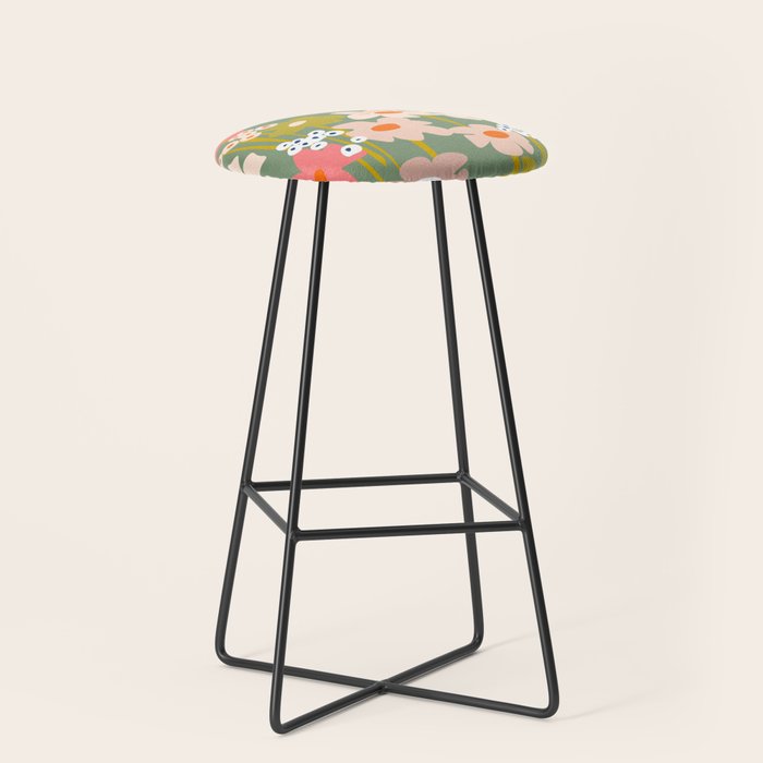 Retro flower pattern 3 Stool Gallery Image 1