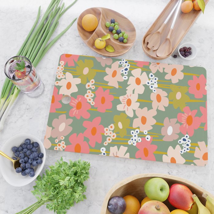 Retro flower pattern 3 Cutting Board Gallery Image 2