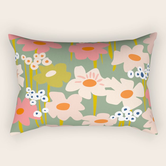 Retro flower pattern 3 Rectangular Pillow Gallery Image 1