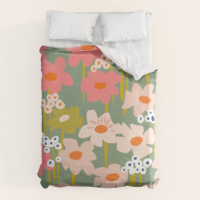 Retro flower pattern 3 Duvet Cover Gallery Image 1