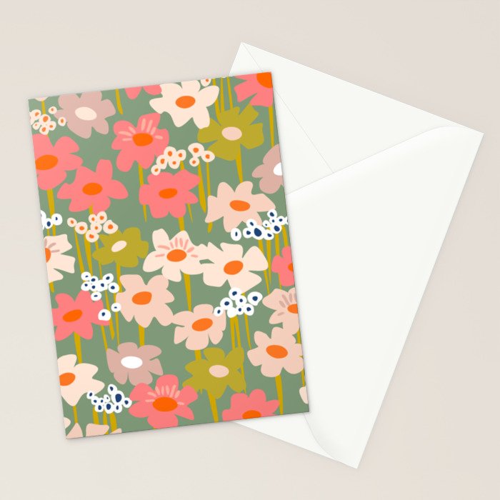 Retro flower pattern 3 Stationery Card Gallery Image 2
