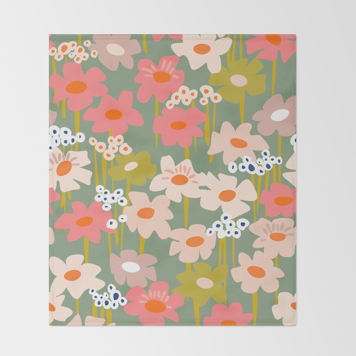 Retro flower pattern 3 Throw Blanket Gallery Image 2