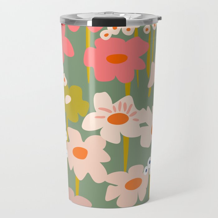 Retro flower pattern 3 Travel Mug Gallery Image 1