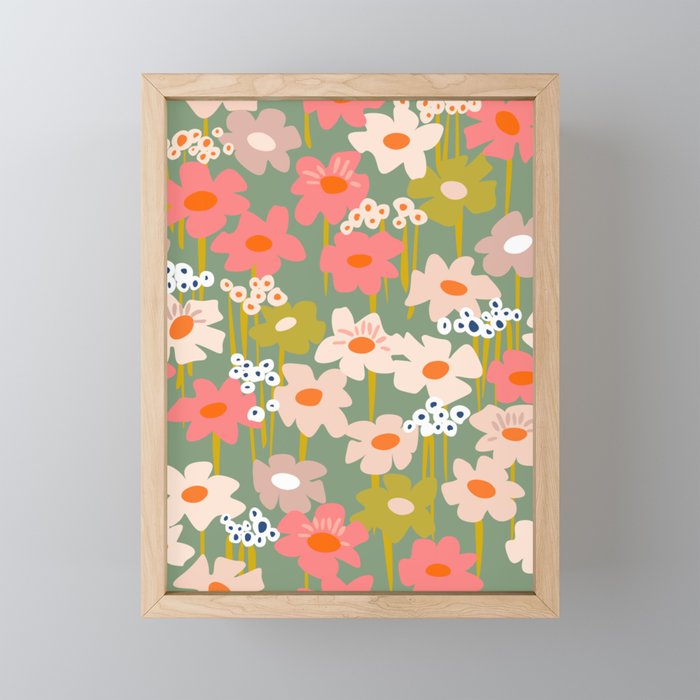 Retro flower pattern 3 Mini Art Print Gallery Image 1