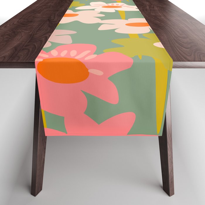 Retro flower pattern 3 Table Runner Gallery Image 1