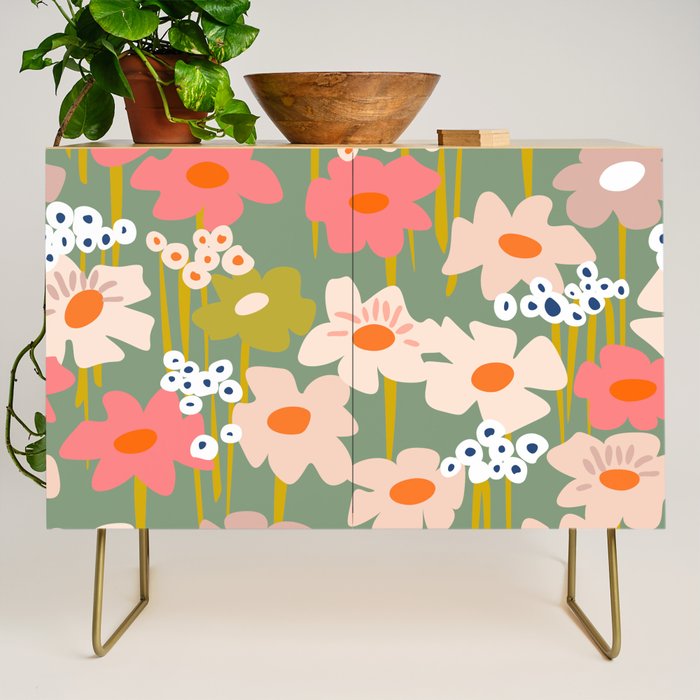 Retro flower pattern 3 Credenza Gallery Image 1