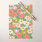 Retro flower pattern 3 Wrapping Paper Gallery Image 1
