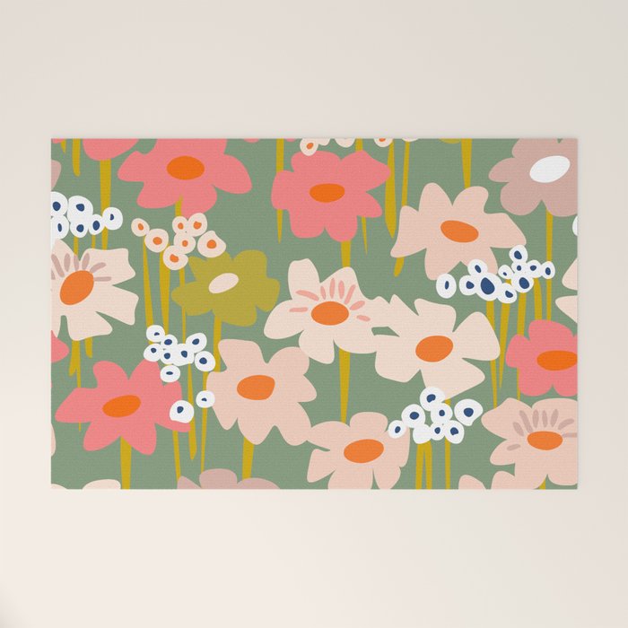 Retro flower pattern 3 Welcome Mat Gallery Image 1