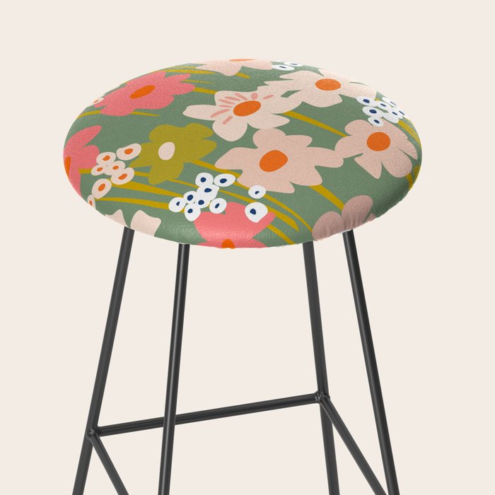 Retro flower pattern 3 Stool Gallery Image 2