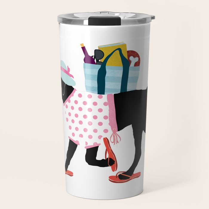 Black Dog labrador beach art Travel Mug Gallery Image 1