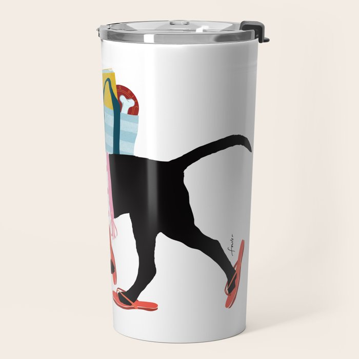 Black Dog labrador beach art Travel Mug Gallery Image 2