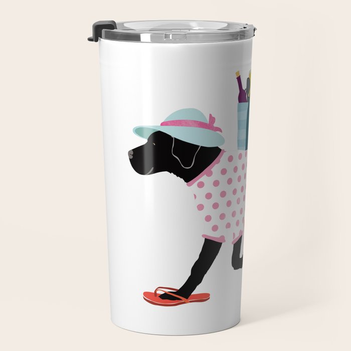 Black Dog labrador beach art Travel Mug Gallery Image 3