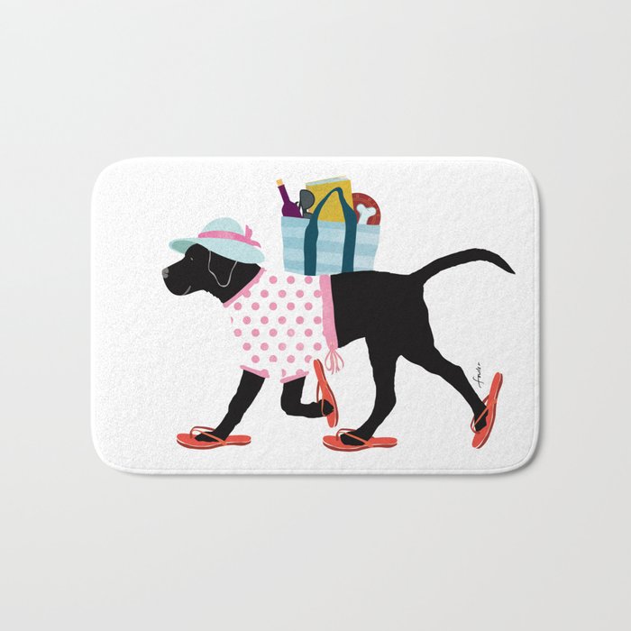 Black Dog labrador beach art Bath Mat Gallery Image 1