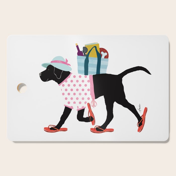Black Dog labrador beach art Cutting Board Gallery Image 1