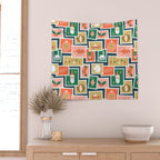 Vintage christmas postage stamp sticker pattern Wall Tapestry Gallery Image 2
