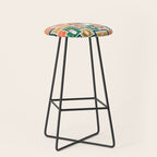 Vintage christmas postage stamp sticker pattern Stool Gallery Image 1