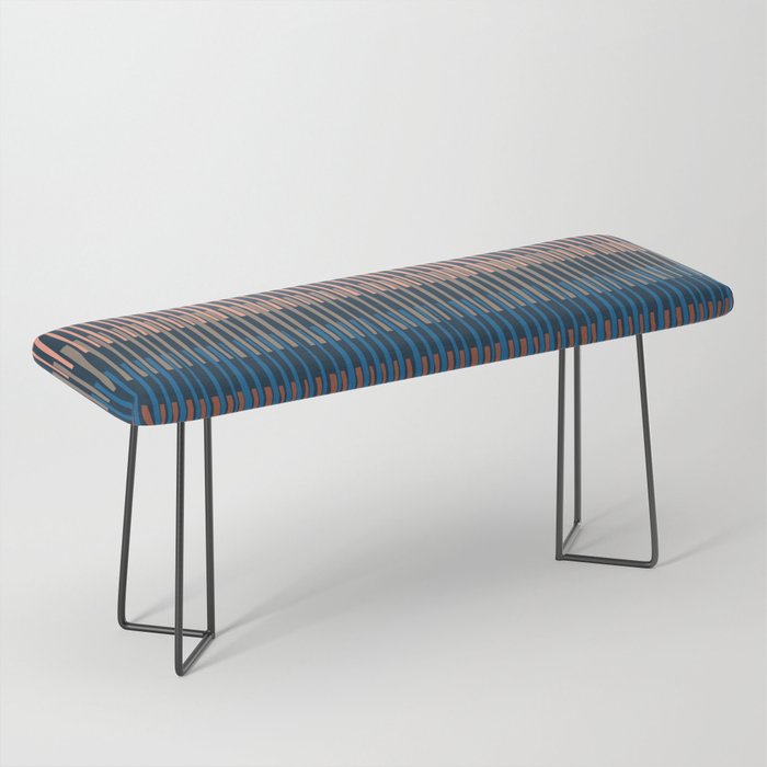 Block print geometrics stripes nocturnal blue Bench Gallery Image 1